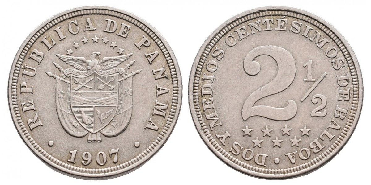 Panamá. 2 1/2 centésimos. 1907