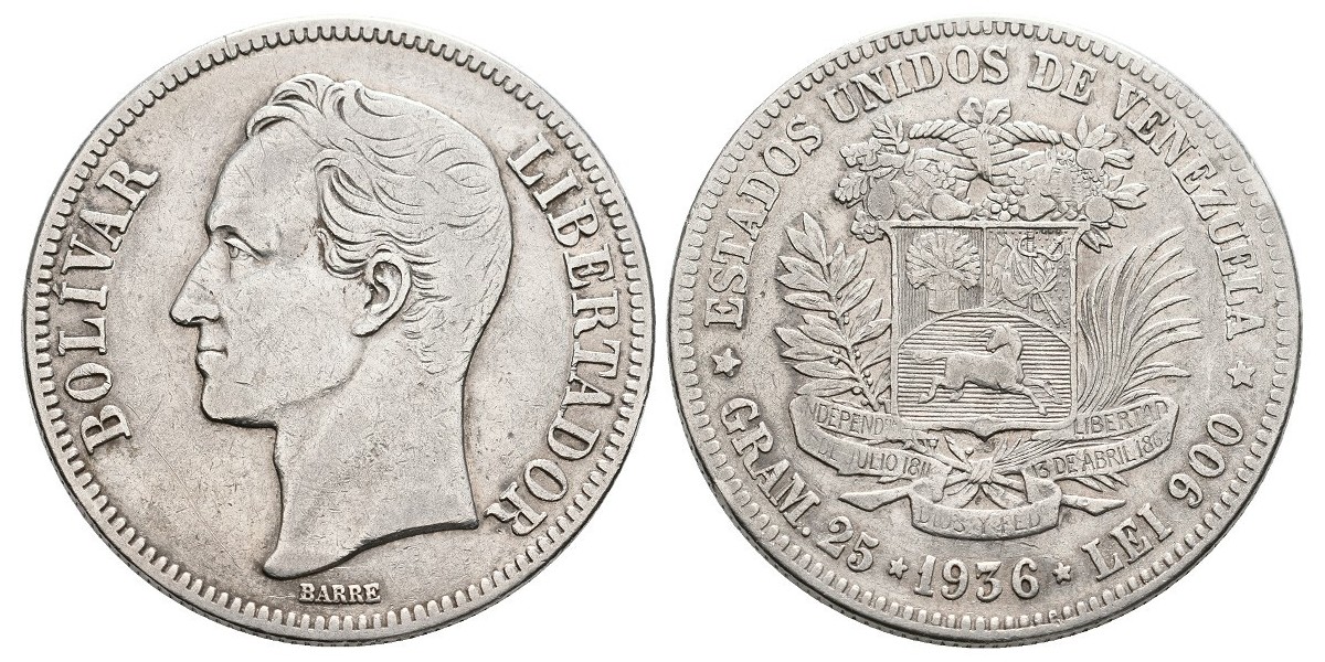 Venezuela. 5 bolívares. 1936