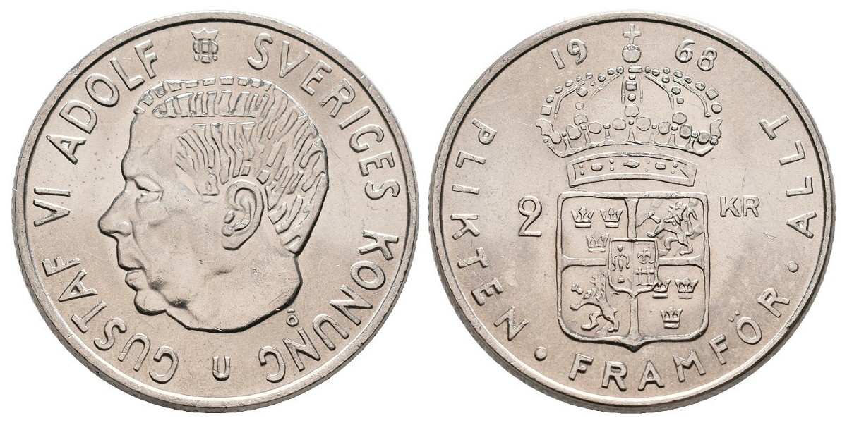 Suecia. 2 kronor. 1968 U