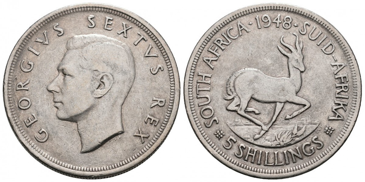 South Africa. 5 shillings. 1948