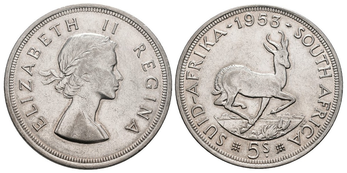 South Africa. 5 shillings. 1953