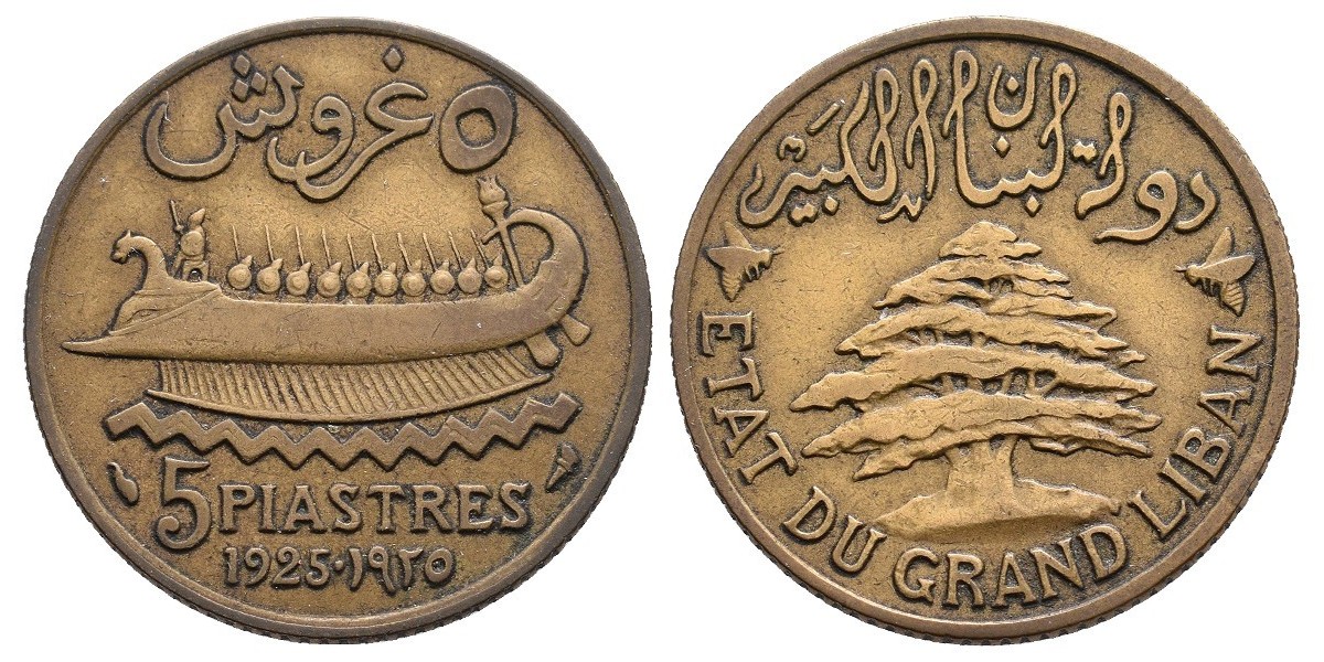 Líbano. 5 piastres. 1925