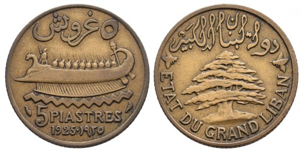 Líbano. 5 piastres. 1925