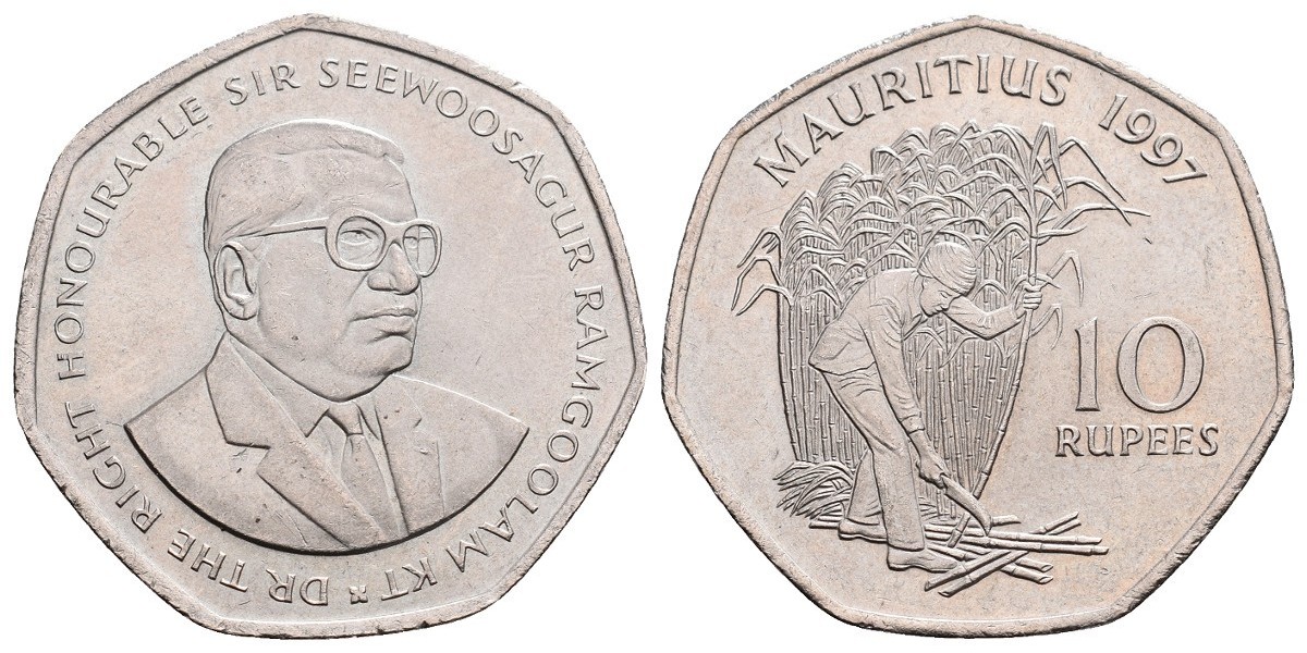 Mauricio. 10 rupees. 1997