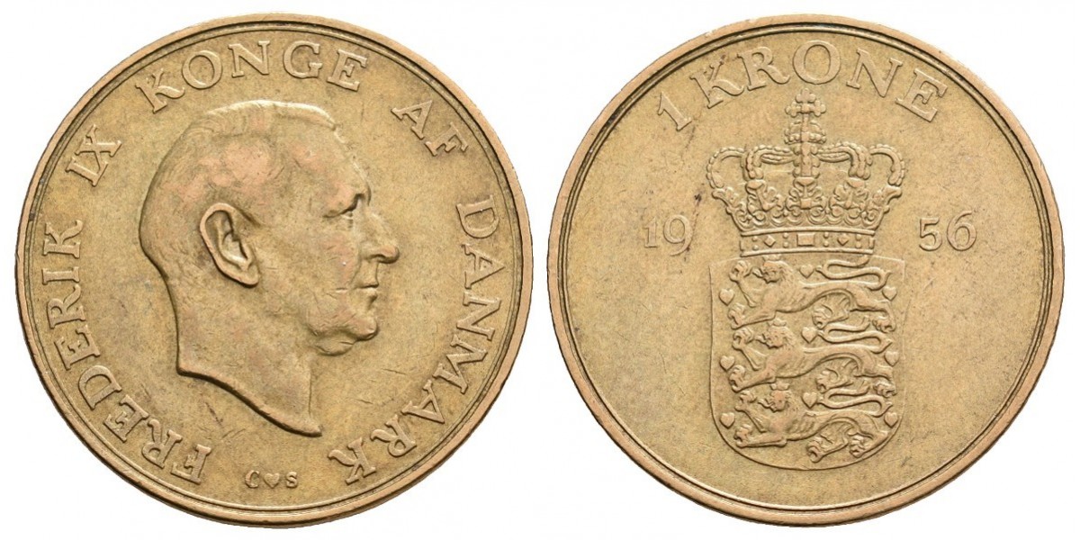 Dinamaarca. 1 krone. 1956