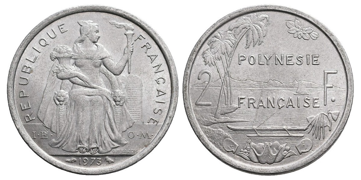 Polinesia. 2 francs. 1973