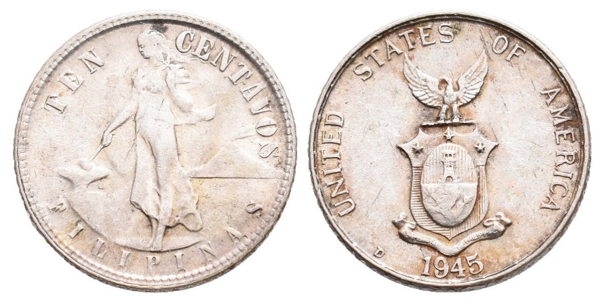 Filipinas. 10 centavos. 1945 D
