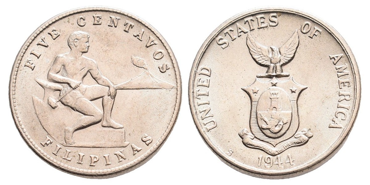 Filipinas. 5 centavos. 1944 S