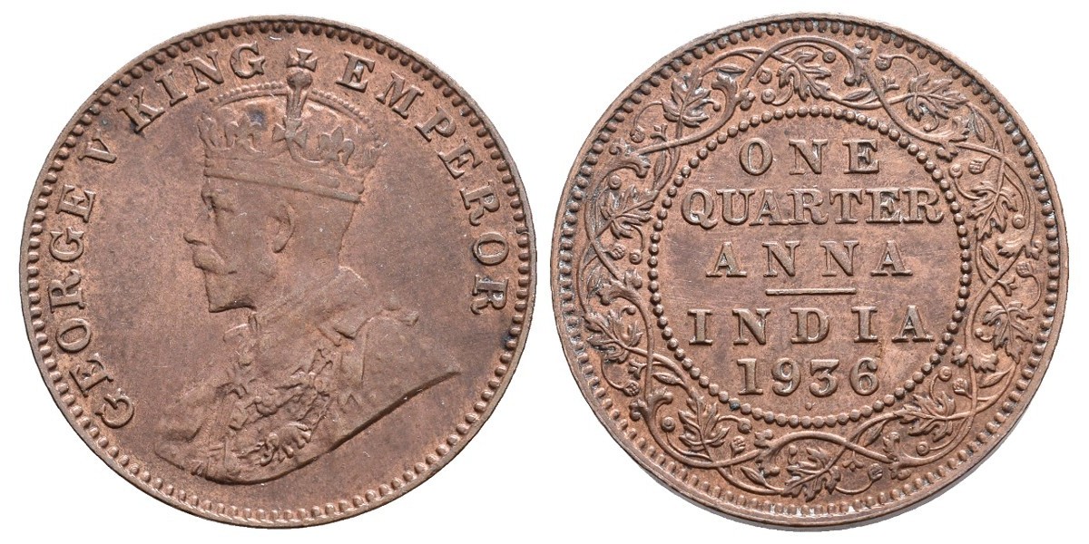 India Británica. 0.25 anna. 1936