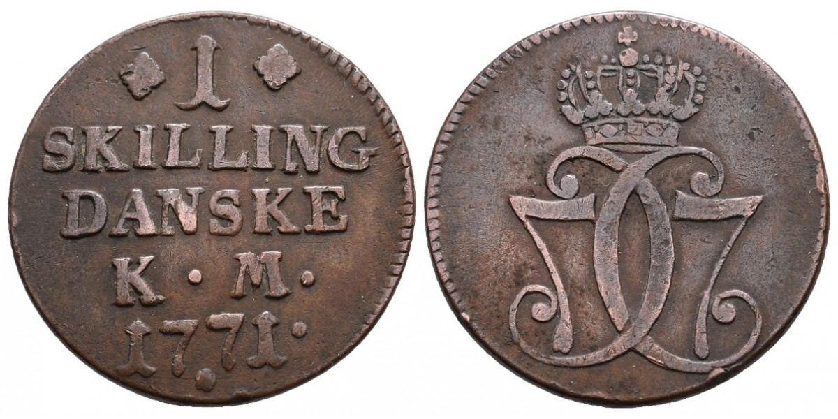 Dinamarca. 1 skilling. 1771