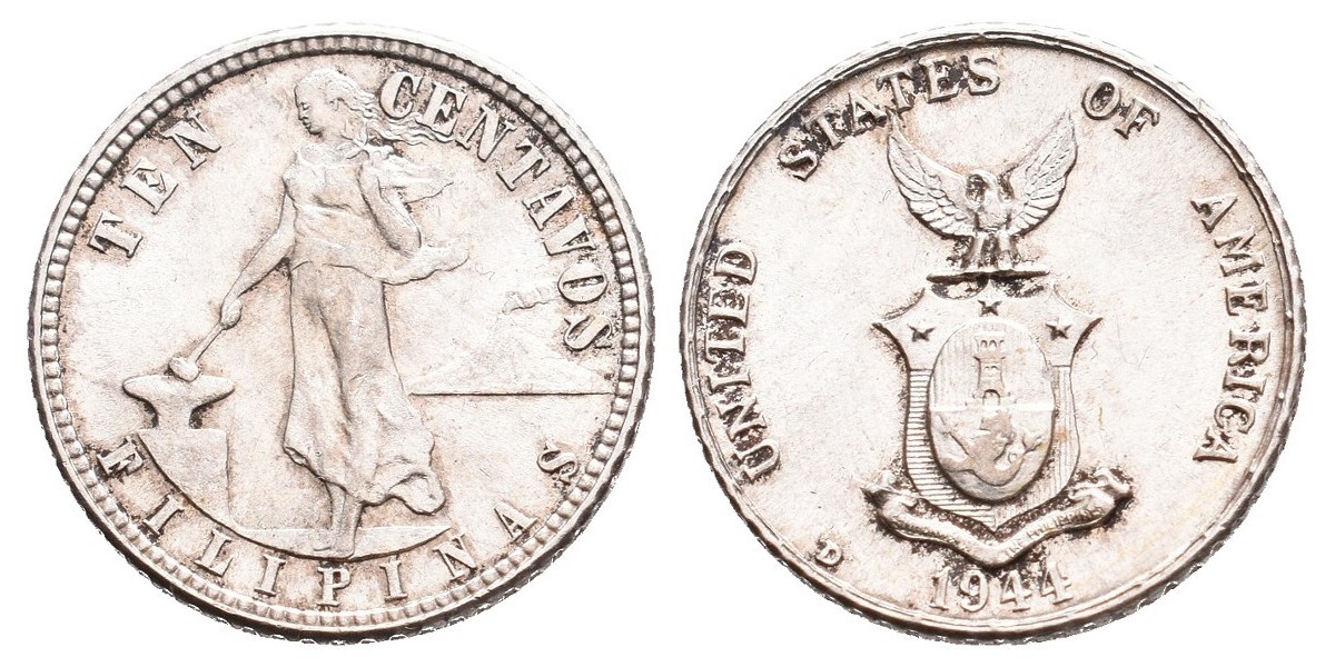 Filipinas. 10 centavos. 1944 D