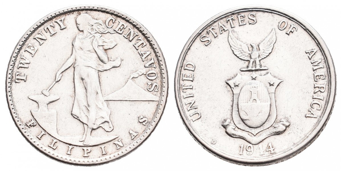 Filipinas. 20 centavos. 1944 D