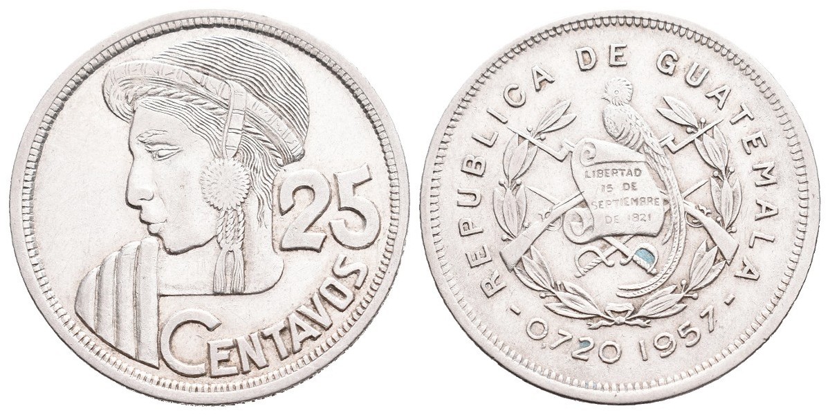 Guatemala. 25 centavos. 1957