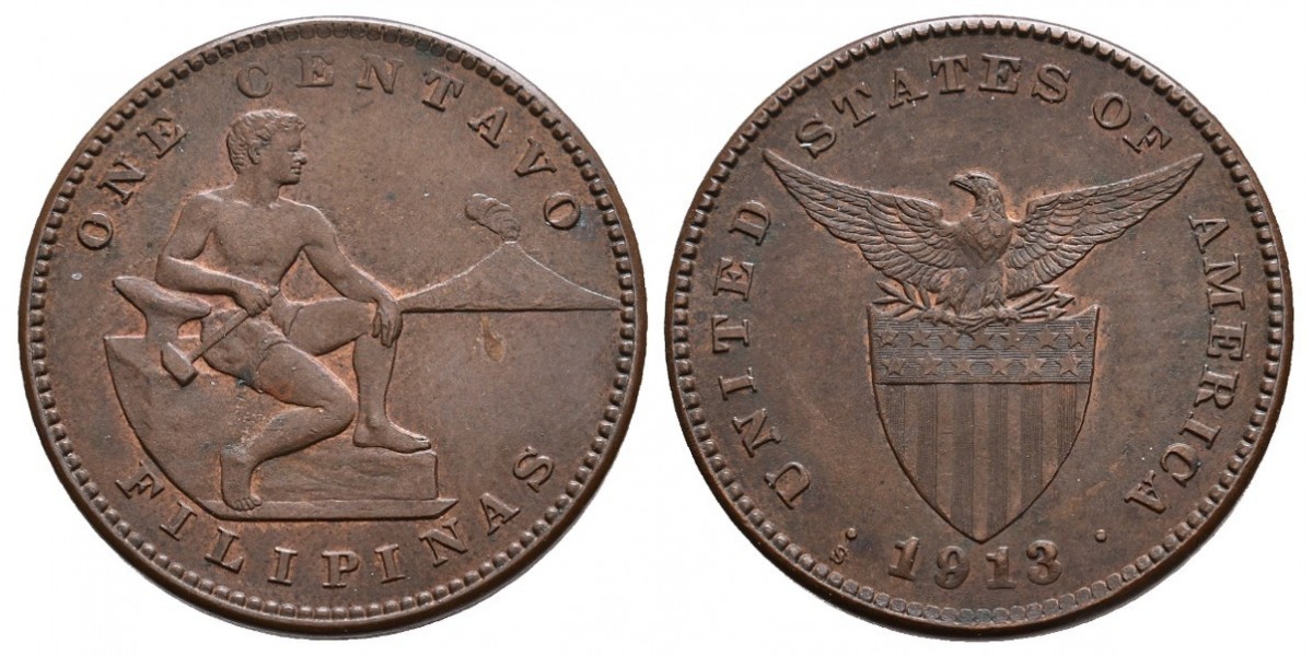 Filipinas. 1 centavo. 1913 S