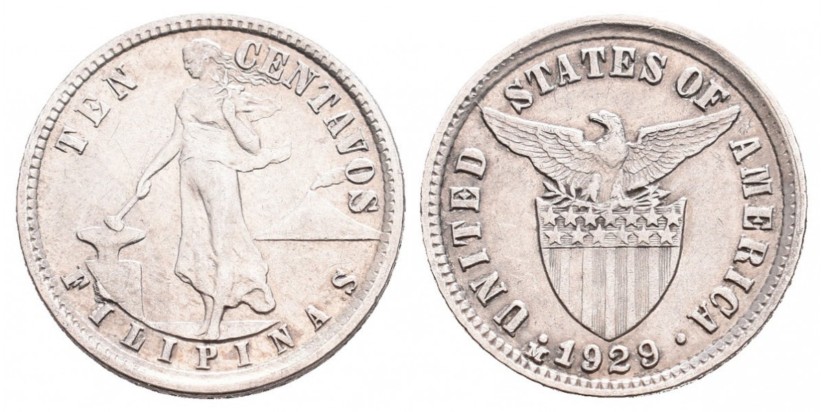 Filipinas. 10 centavos. 1929 M