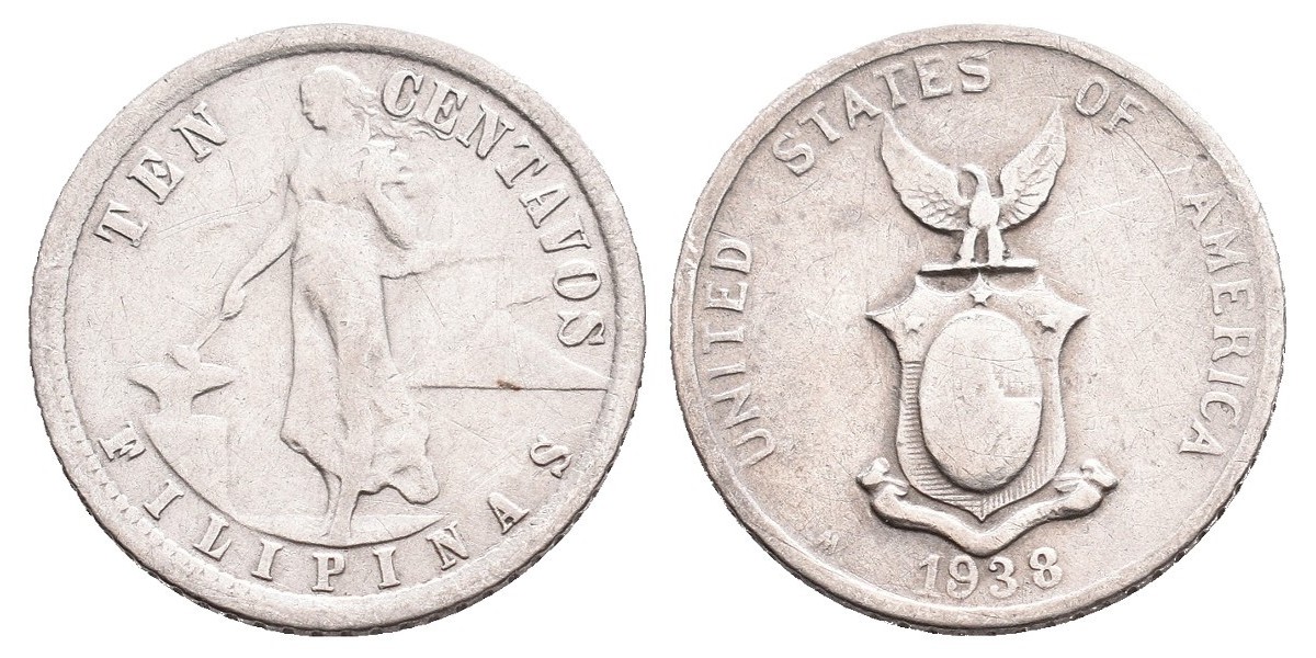 Filipinas. 10 centavos. 1938 M