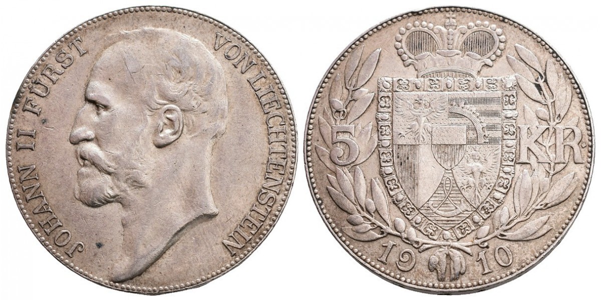 Liechtenstein. 5 kronen. 1910