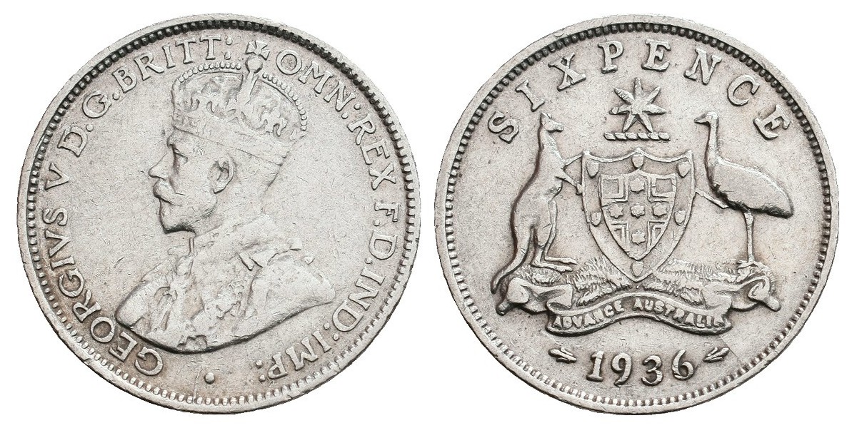 Australia. 6 pence. 1936