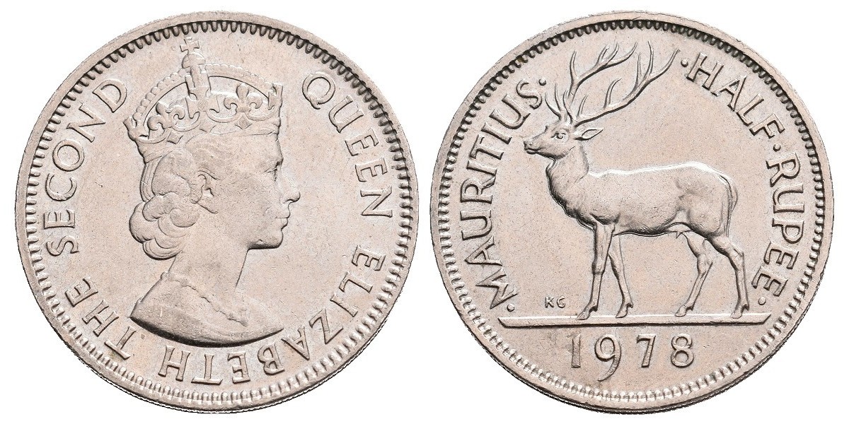 Mauricio. 1/2 rupee. 1978