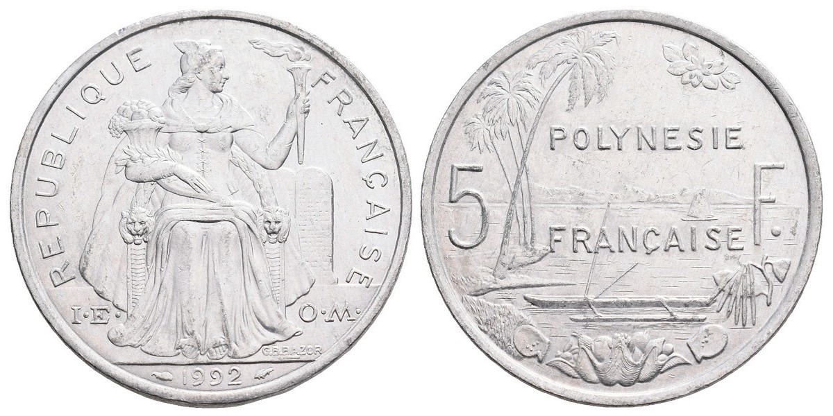 Polinesia. 5 francs. 1992