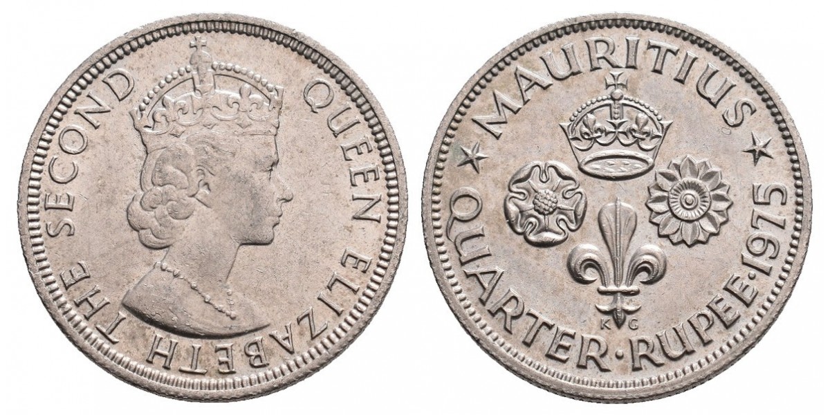 Mauricio. 1/4 rupee. 1975