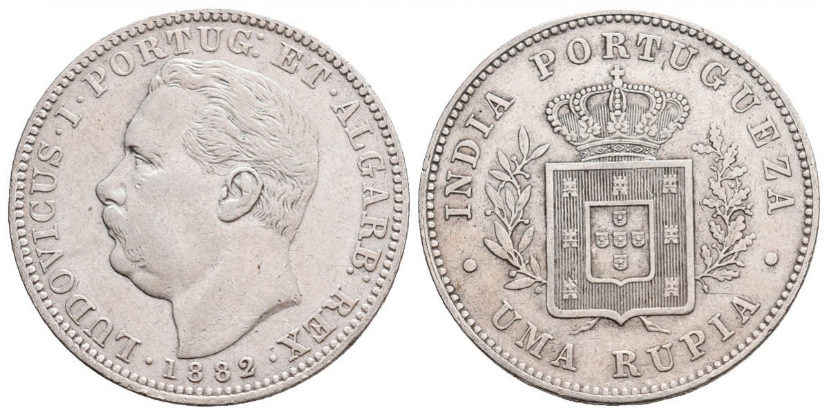 India Portuguesa. 1 rupia. 1882