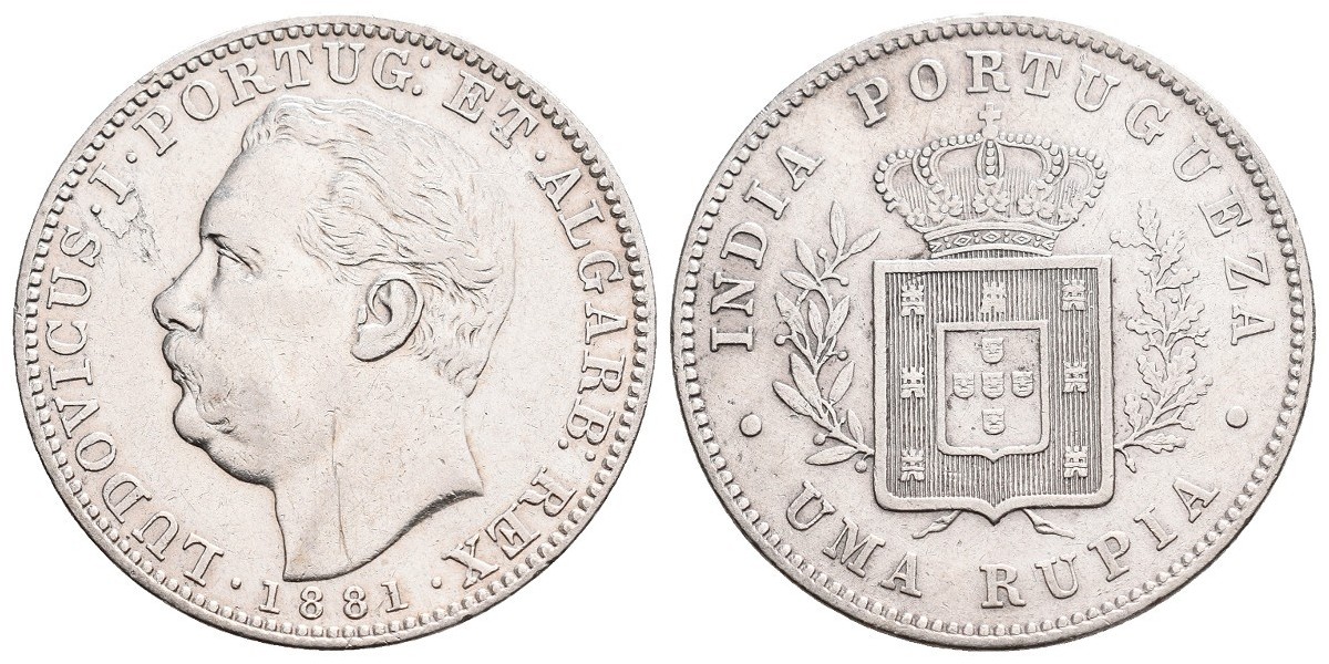 India Portuguesa. 1 rupia. 1881