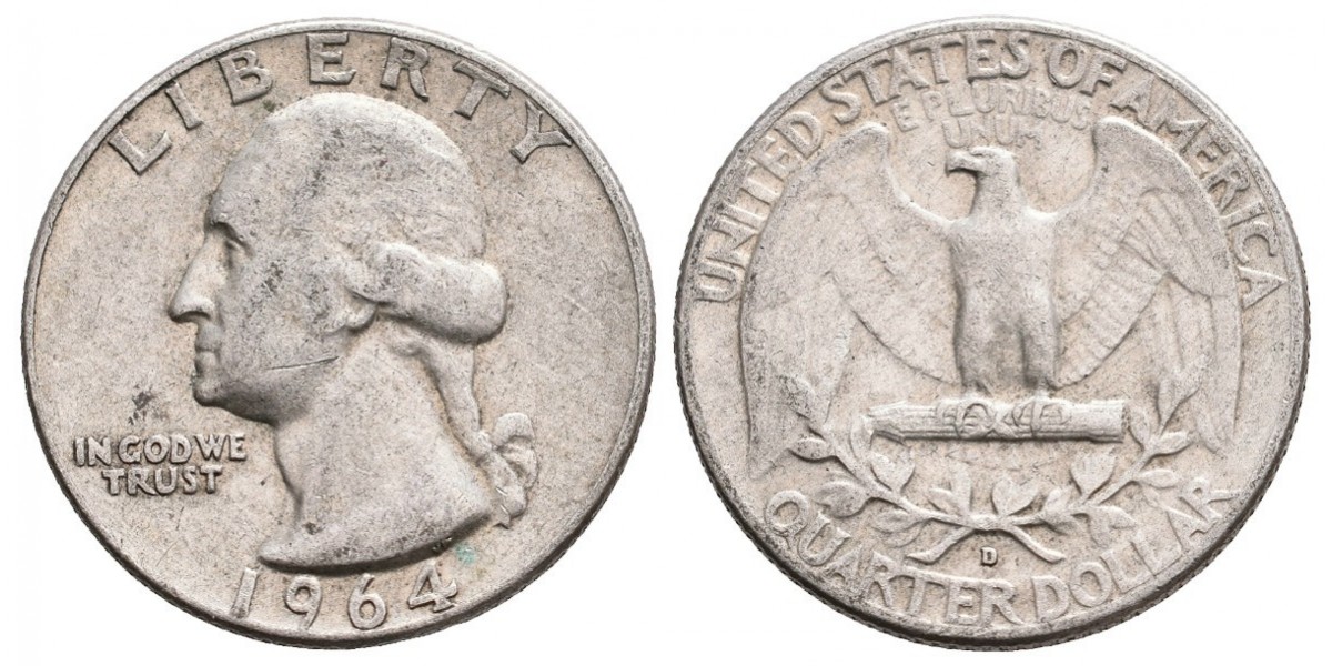 Estados Unidos. 1/4 dollar. 1964 D