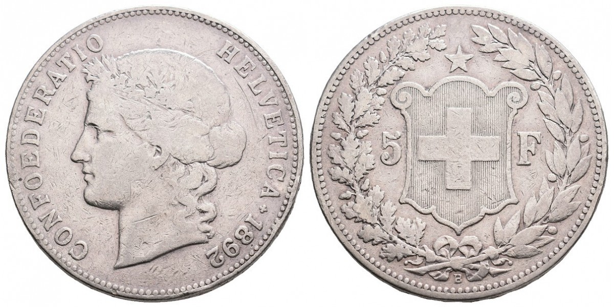 Suiza. 5 francs. 1892