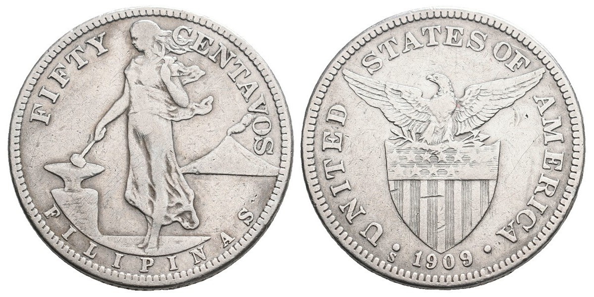 Filipinas. 50 centavos. 1909 S