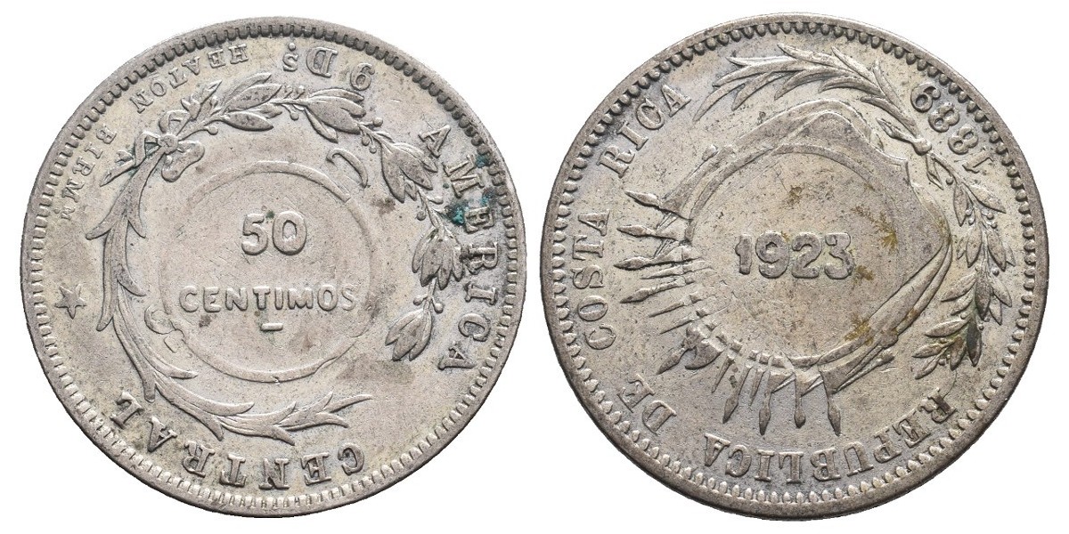 Costa Rica. 50 centesimos. 1923 sobre 1889