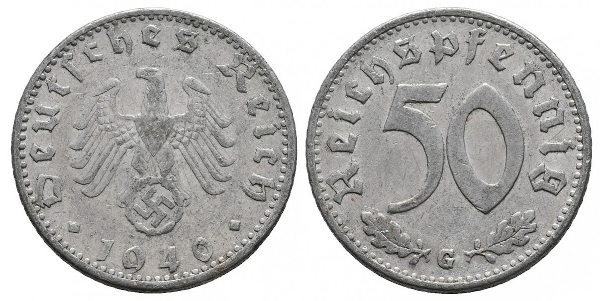 Alemania. 50 reichs pfennig. 1940 G