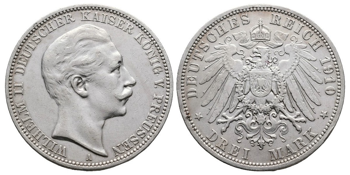 Alemania. 3 mark. 1910 A. Prusia
