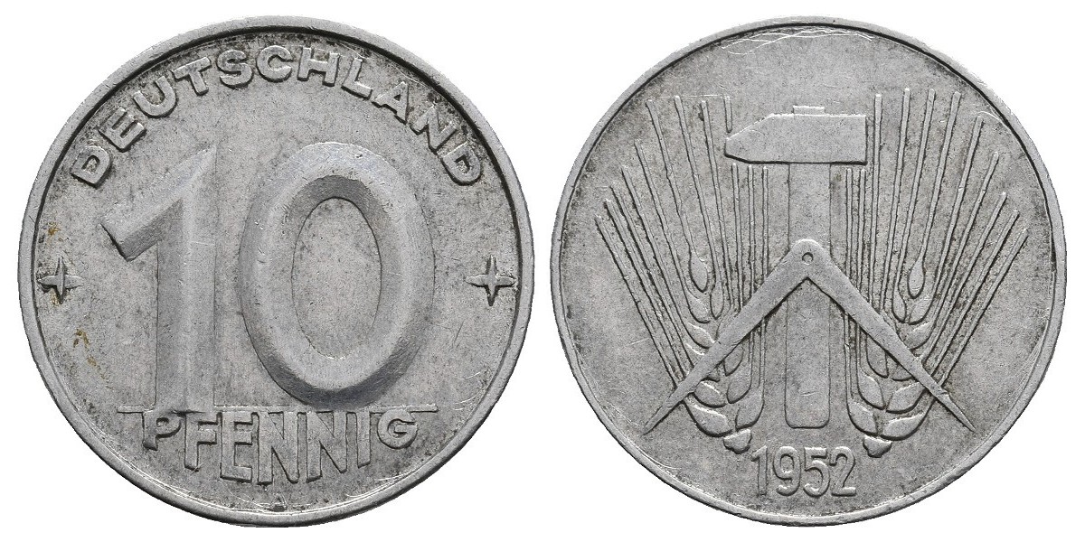 Alemania. 10 pfennig. 1952 A