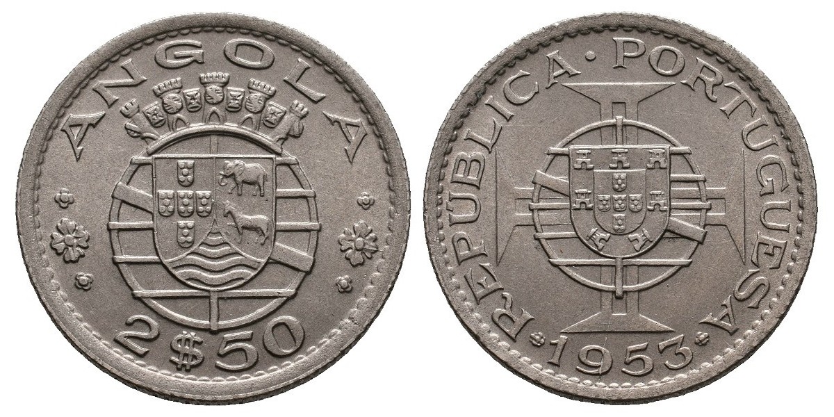 Angola. 2 1/2 escudos. 1953
