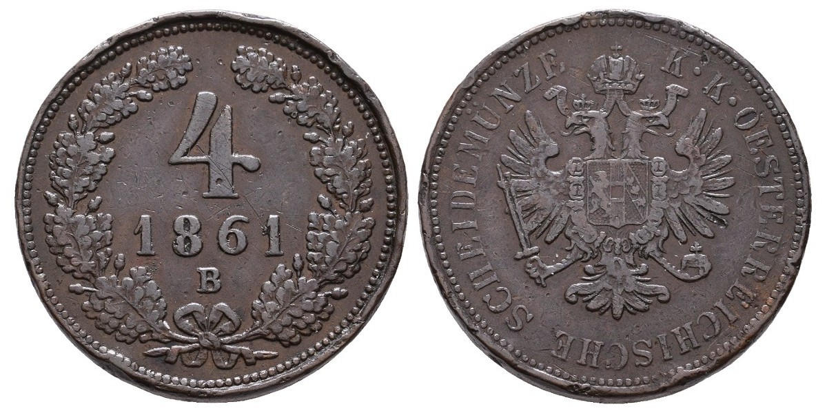 Austria. 4 kreuzer. 1861 B
