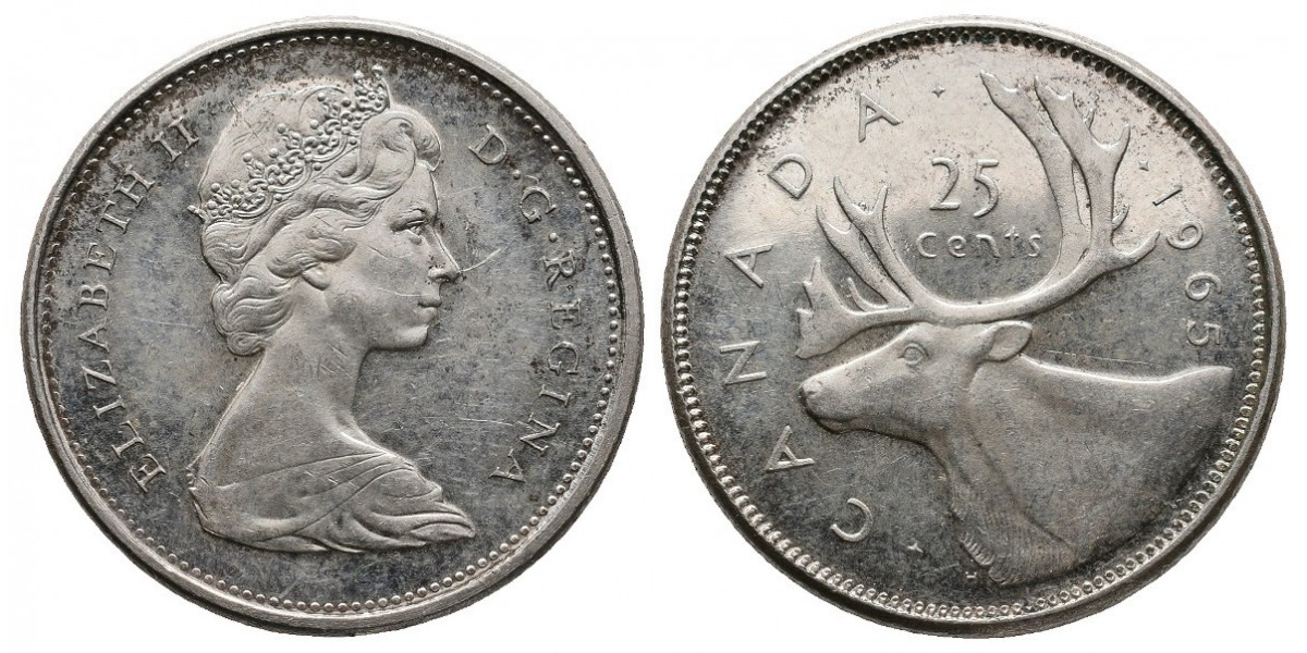 Canadá. 25 cents. 1965