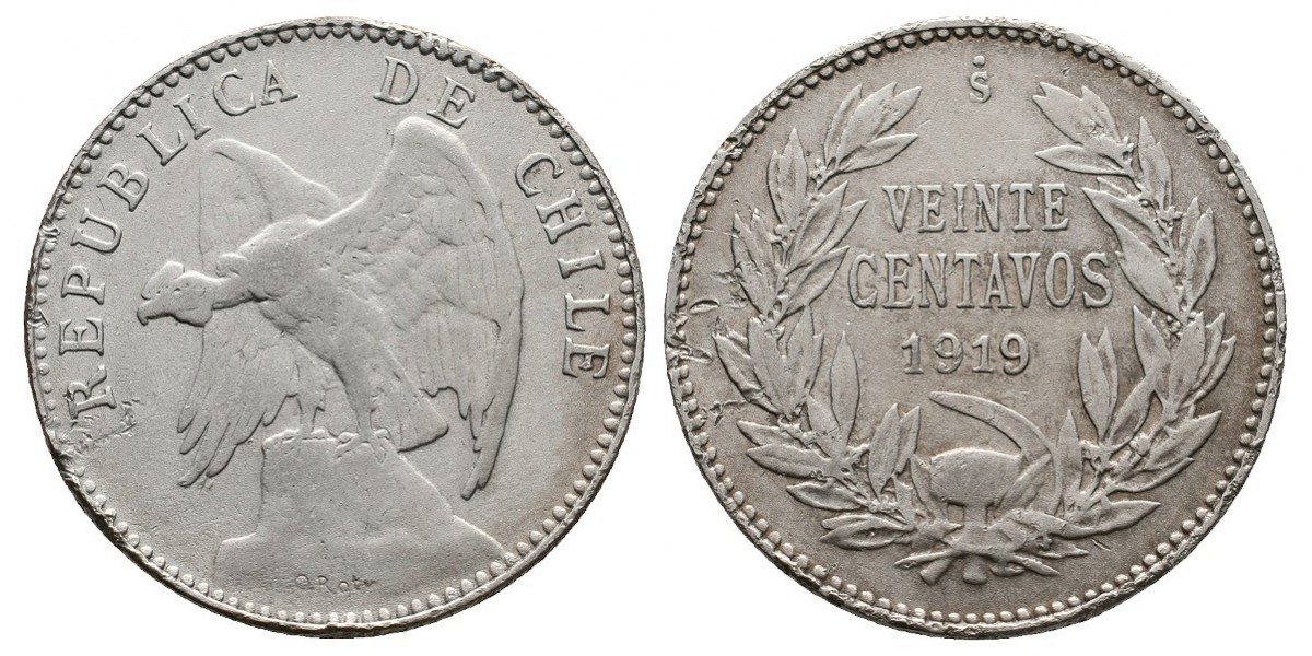 Chile. 20 centavos. 1919