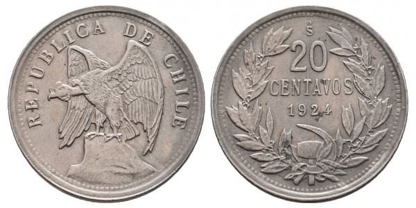 Chile. 20 centavos. 1924