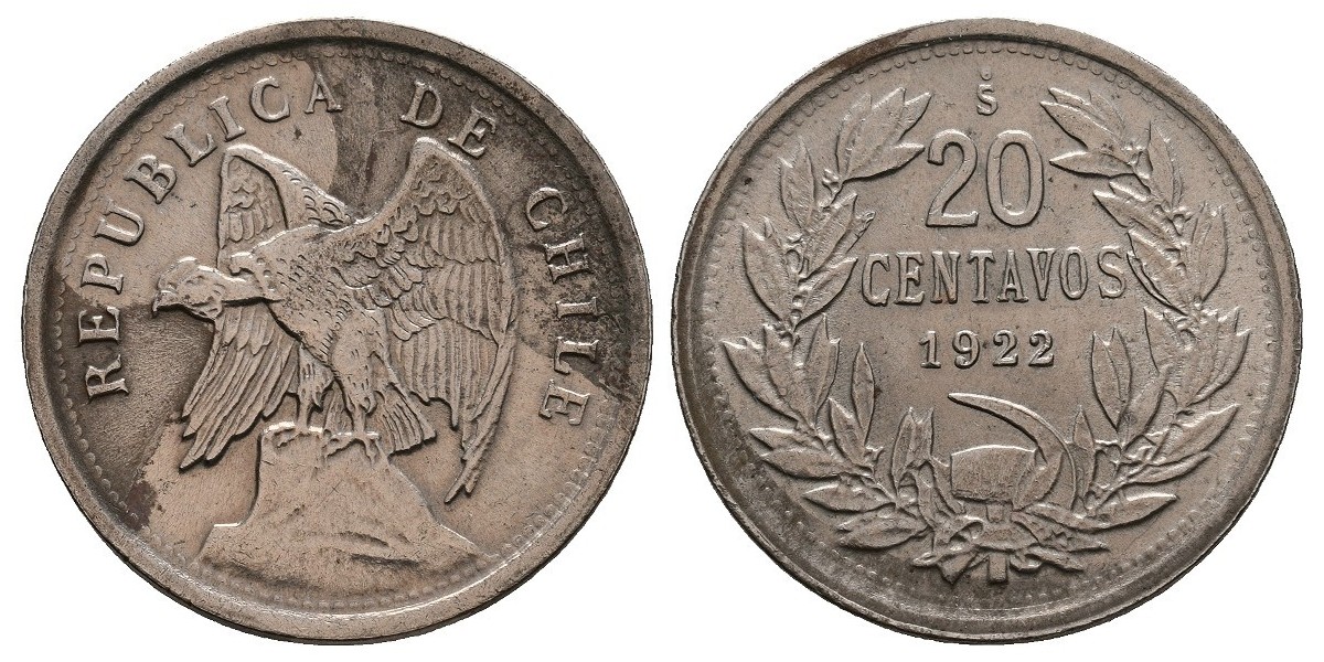 Chile. 20 centavos. 1922