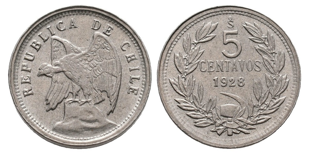 Chile. 5 centavos. 1928