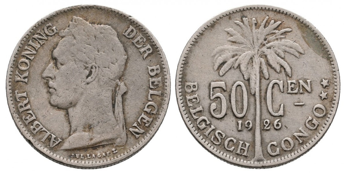 Congo Belga. 50 centimes. 1926