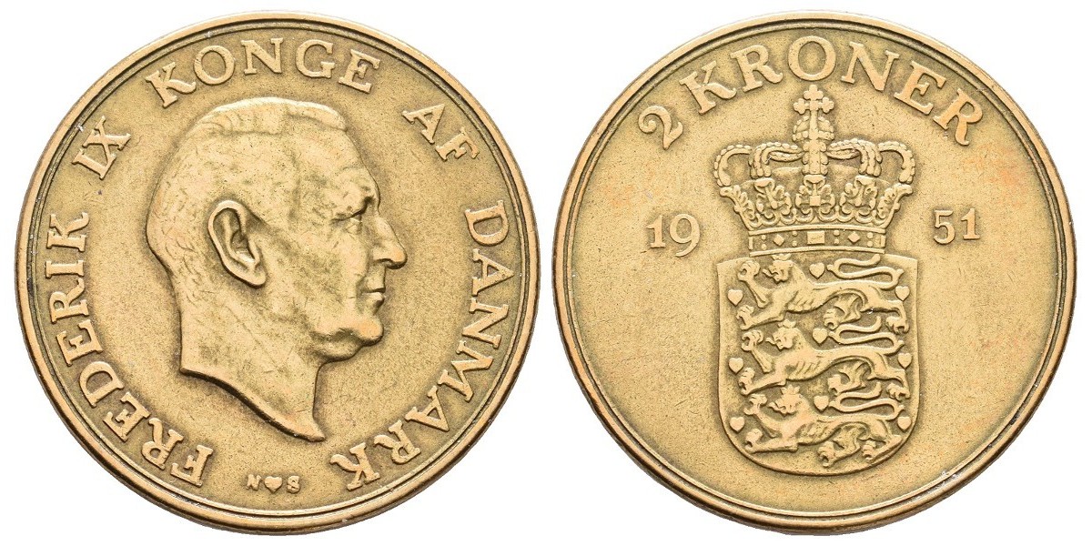 Dinamarca. 2 kroner. 1951
