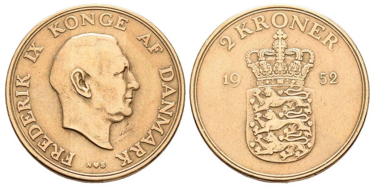 Dinamarca. 2 kroner. 1952