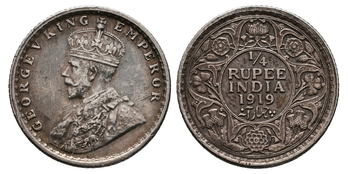 India Británica. 1/4 rupee. 1919